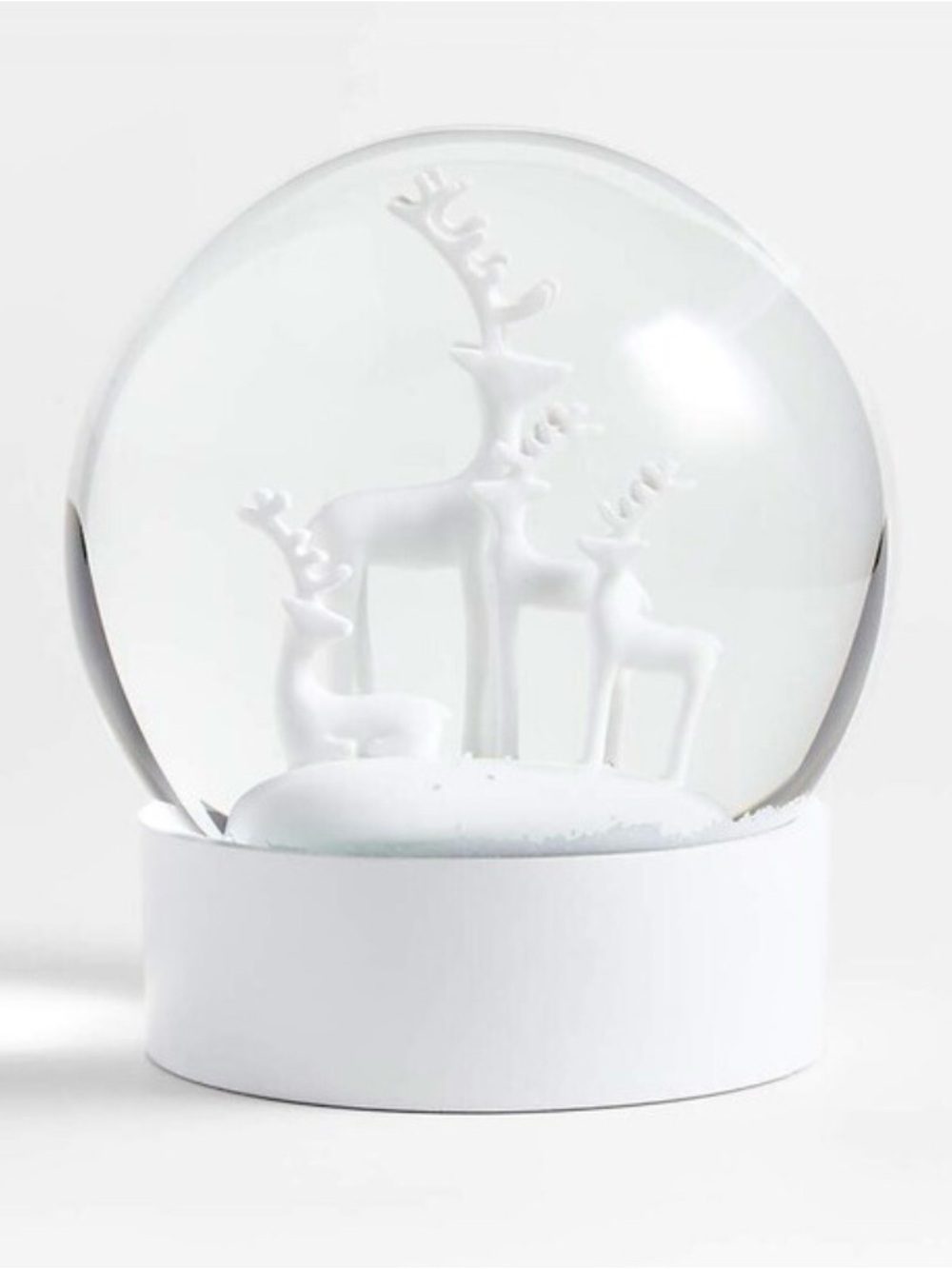 ISO ONLY!!! Crate&Barrel White Reindeer Snow Globe